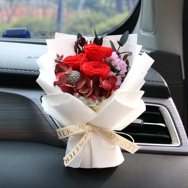 Bluejw Handmade Mini Bouquet Car Air Freshener - Dried Flower Vent Clip Perfume - Natural Dried Plants Fragrance Diffuser for Auto - Image 1