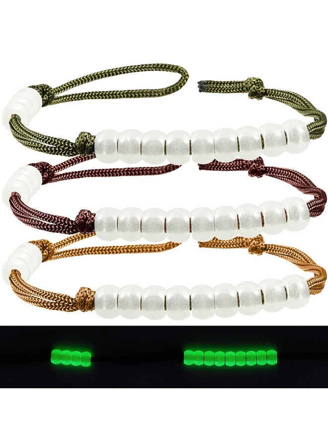 Lewtemi 3 Pieces Pace Beads Cord Beads Pace Counter For Camping Hiking Outdoor Accessories 3 Colors 9 Inches In Length (Green Glow In The Dark) - Image 1