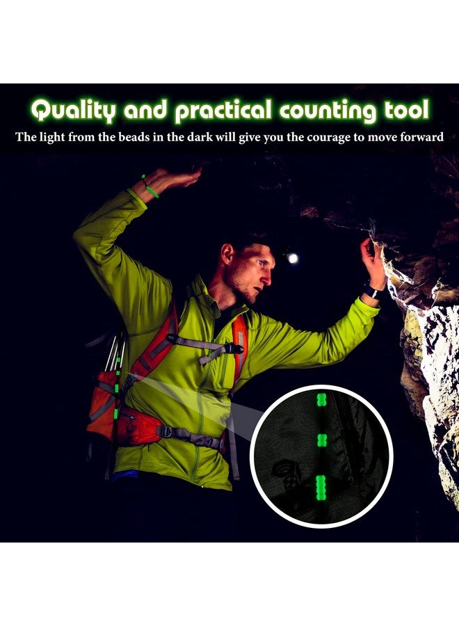 Lewtemi 3 Pieces Pace Beads Cord Beads Pace Counter For Camping Hiking Outdoor Accessories 3 Colors 9 Inches In Length (Green Glow In The Dark) - Image 2