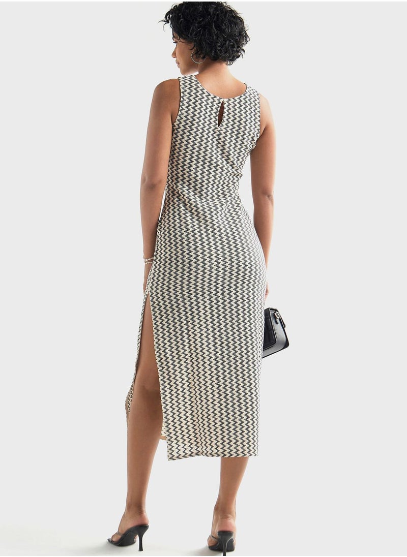 FAV - Side Slit Printed Dress - Image 1