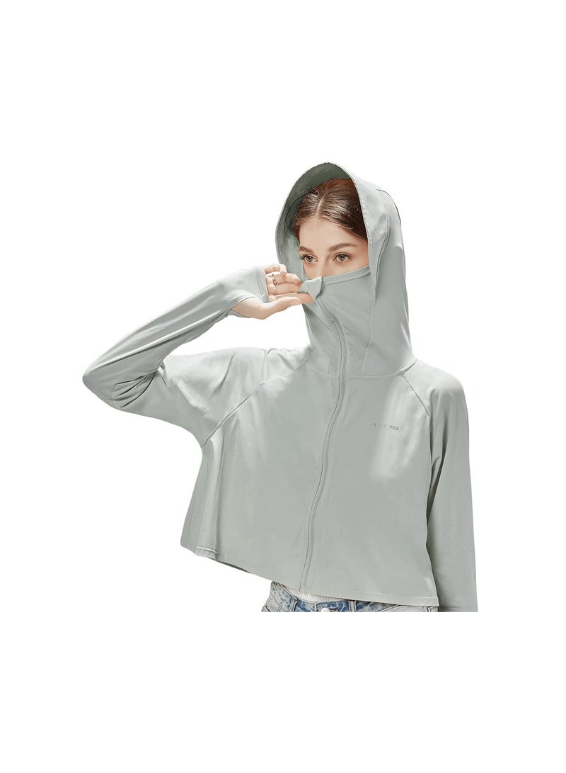 SOLARAE Women's UPF50+ Sun Protection Hoodie Jacket, Long Sleeve Cooling Shirt for Summer, Ideal for Hiking, Cycling, and Outdoor Activities (Size L) - Image 1