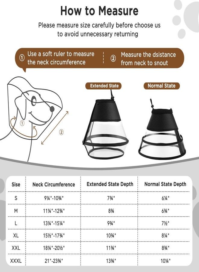 BONTHEE Dog Cone Collar for Dogs,Transparent Soft Dog Cones Alternative for Small Large Medium Size Dog,Adjustable Depth Pet Recovery Collars,Elizabethan Collar for Dogs Stop Licking Wound(Black-M) - Image 3