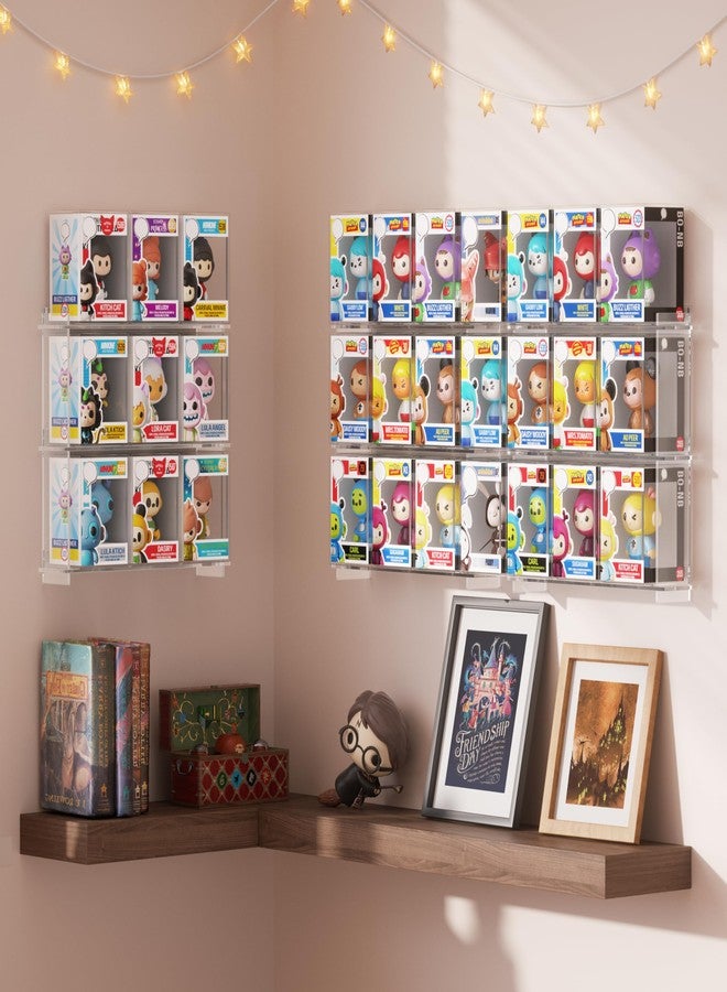 Janaden Wall Floating Display Shelves Compatible with 21 Funko Pops in Box, Acrylic Boxed Figurine Display Case, Stackable Action Figure Collection Stand, Wall Mounted Shelf for Collectibles, 2-Pack, Clear - Image 4