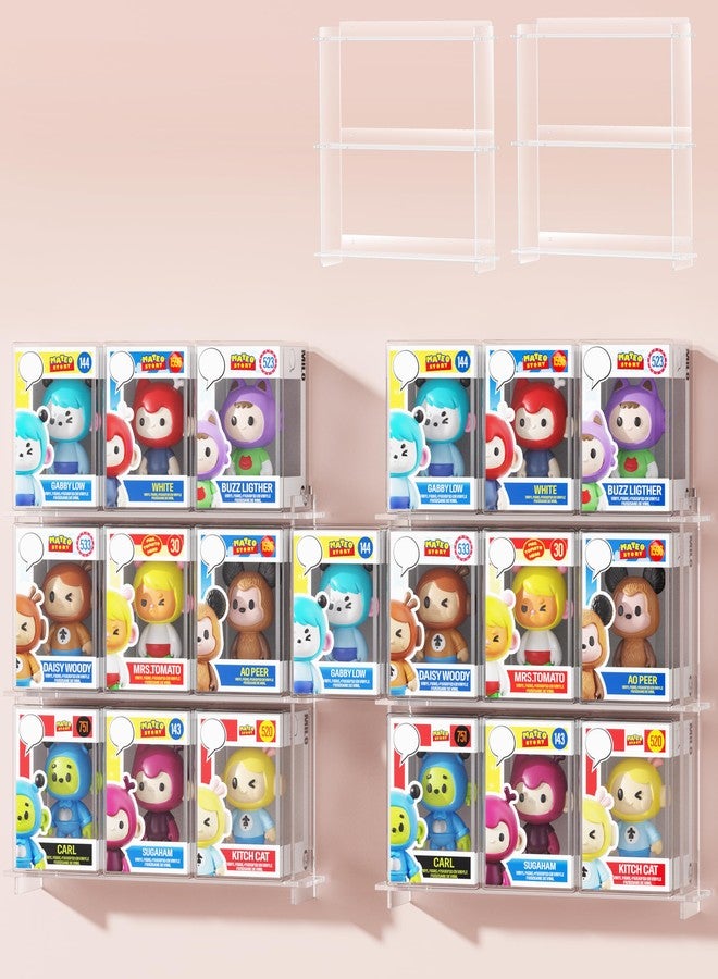 Janaden Wall Floating Display Shelves Compatible with 21 Funko Pops in Box, Acrylic Boxed Figurine Display Case, Stackable Action Figure Collection Stand, Wall Mounted Shelf for Collectibles, 2-Pack, Clear - Image 1