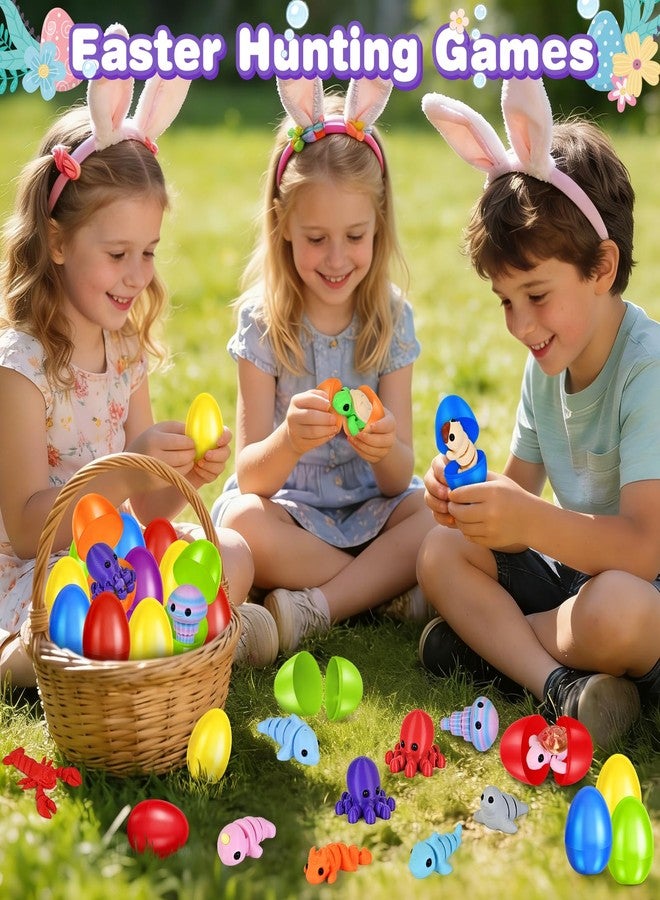 OCHIDO 12 Packs Easter Eggs Filled with 3D Print Sea Animal, Easter Basket Stuffers, Prefilled Easter Eggs for Easter Egg Hunt, Easter Basket Essentials, Easter Party Favors for Classroom Reward - Image 4