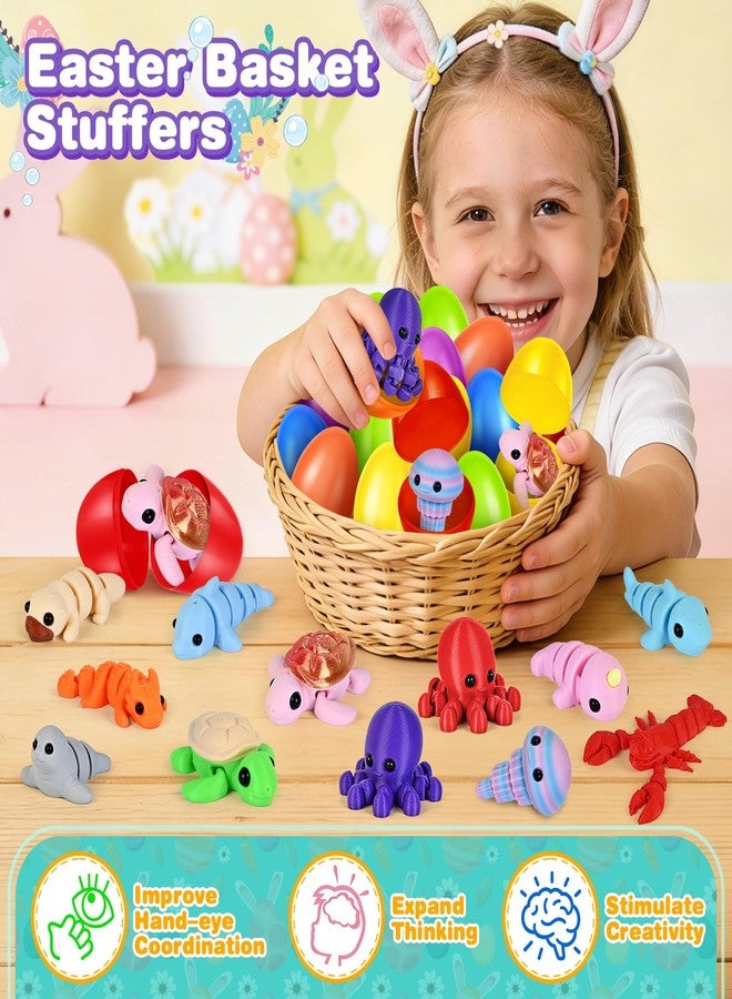 OCHIDO 12 Packs Easter Eggs Filled with 3D Print Sea Animal, Easter Basket Stuffers, Prefilled Easter Eggs for Easter Egg Hunt, Easter Basket Essentials, Easter Party Favors for Classroom Reward - Image 3