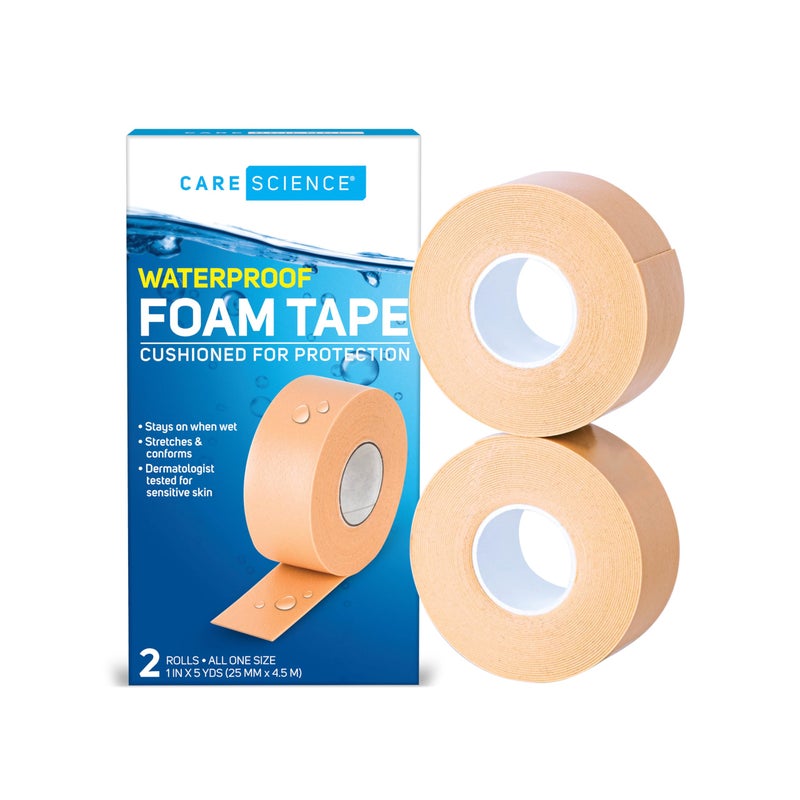 Care Science Care Science Tan Waterproof Foam Tape 2 Pack Ideal for Medical Applications Securing Bandages Dressings and Other Medical Devices 