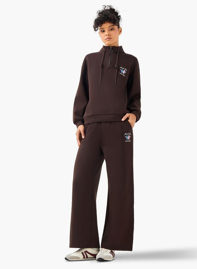 SP Characters Relaxed Fit Mid-Rise Cotton Wide Leg Pants with Lilo and Stitch Print - Image 2