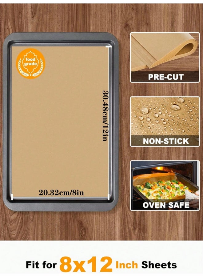 100 sheets of baking paper, designed for 8*12 inch baking trays, heat resistant, non-stick material, no cutting required, suitable for oven, grill, air fryer, steamer, baking, roasting, air frying, steaming bread and cupcakes - Image 3