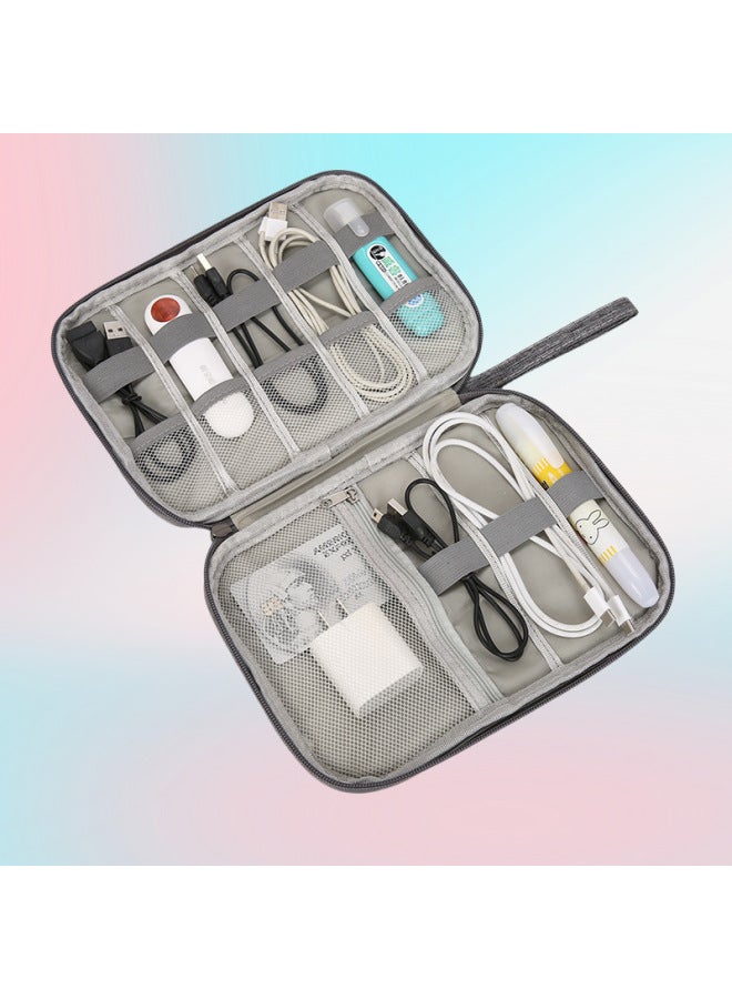 Data Cable Storage Bag Headset Digital Bag Power Charger U Disk Multi-functional Travel Portable Storage Bag-Color:Sky Blue  - Image 5