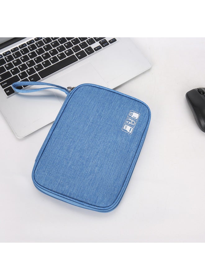 Data Cable Storage Bag Headset Digital Bag Power Charger U Disk Multi-functional Travel Portable Storage Bag-Color:Sky Blue  - Image 1