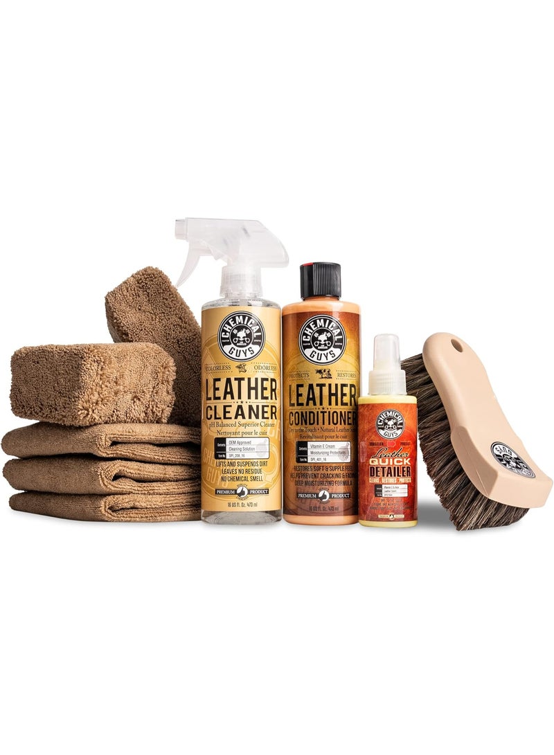 كيميكال جايز مجموعة تنظيف وترطيب الجلود - تعمل على الجلود الطبيعية والصناعية والصناعية والجلد الصناعي وغيرها من الجلود، وتستخدم في تصميمات السيارات الداخلية والملابس والأثاث والأحذية والإكسسوارات - 9 منتجات - Image 1