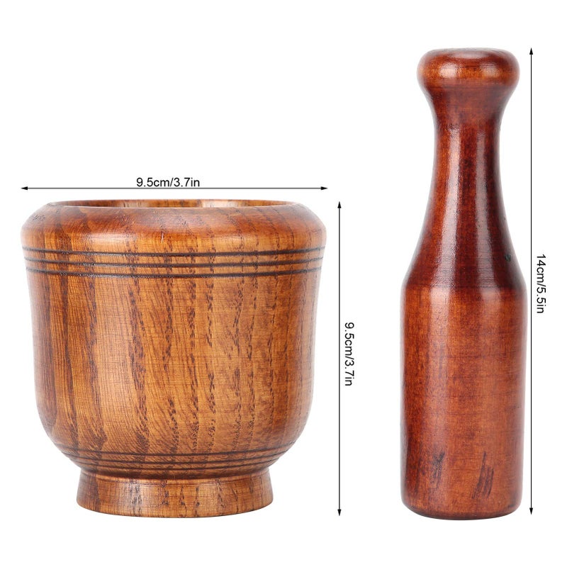 Wooden Mortar Pestle Set for Grinding Spices and Garlic Kitchen Manual Masher - Image 3