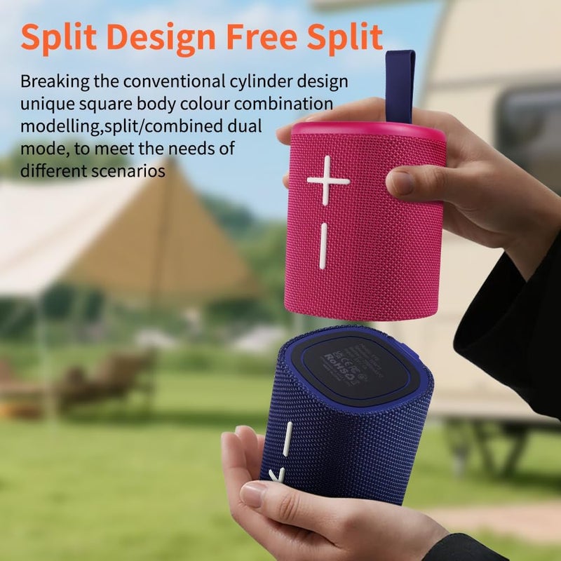 Cyboris 2 in 1 Magnetic Split Bluetooth Speaker, Color Blocking Waterproof Dual Splittable Portable Wireless Speaker 20W Loud Stereo Sound, Bluetooth V5.3, 24H Playtime, True Wireless Stereo for Home Outdoor - Image 2
