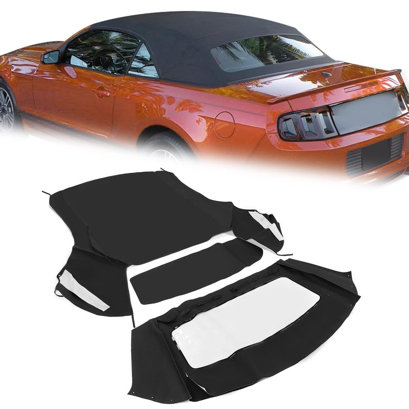 Kojem Convertible Soft Top Compatible with 19942004 Ford Mustang Sailcloth Vinyl Roof with Plastic Window Black Foldable