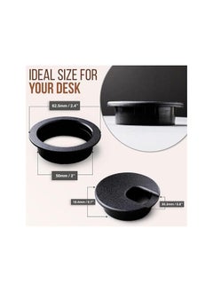 PROMASS promass 5 Pcs Desk Grommet, 50 mm ABS Plastic desk cable grommet Cable Hole Cover to Arrange Wires Cords Through Computer Table, Flexible Desk Grommet, Black  - Image 2