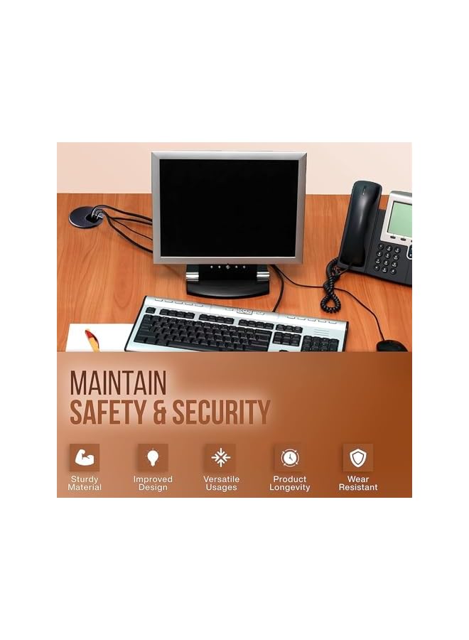 promass 5 Pcs Desk Grommet, 50 mm ABS Plastic desk cable grommet Cable Hole Cover to Arrange Wires Cords Through Computer Table, Flexible Desk Grommet, Black - Image 4