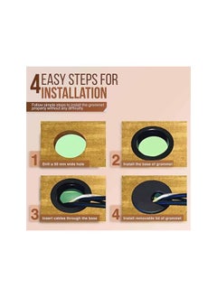 PROMASS promass 5 Pcs Desk Grommet, 50 mm ABS Plastic desk cable grommet Cable Hole Cover to Arrange Wires Cords Through Computer Table, Flexible Desk Grommet, Black  - Image 5