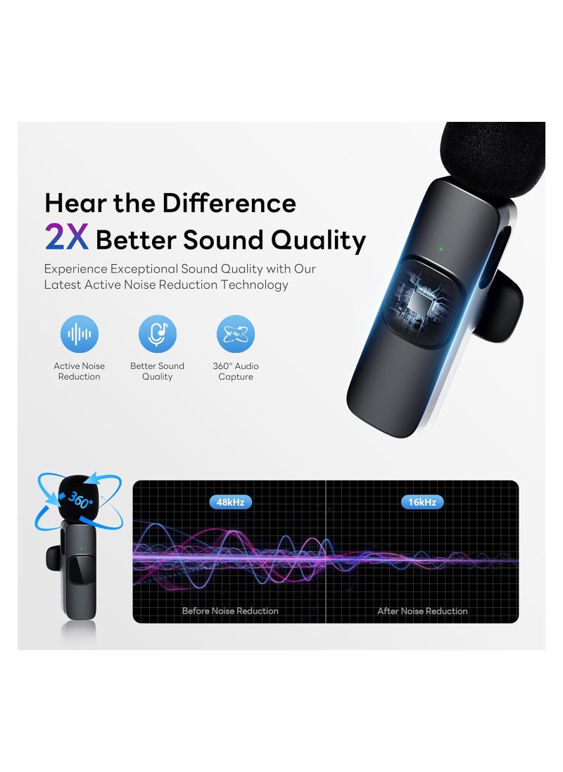 Generic - Wireless Microphones for iPhone iPad, Clip on Lapel Lavalier Bluetooth Microphone for Video Recording,PC, Laptop, Live Streaming(iOS and USB-C/2Mic) - Image 1