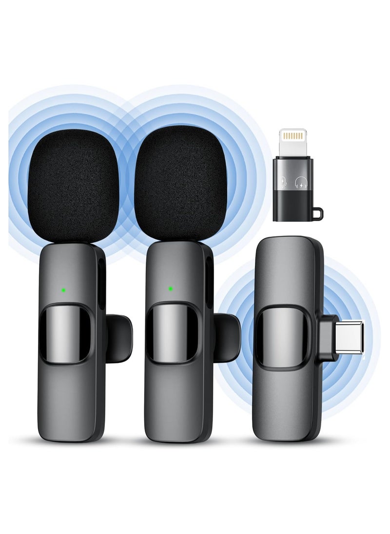Generic - Wireless Microphones for iPhone iPad, Clip on Lapel Lavalier Bluetooth Microphone for Video Recording,PC, Laptop, Live Streaming(iOS and USB-C/2Mic) - Image 1