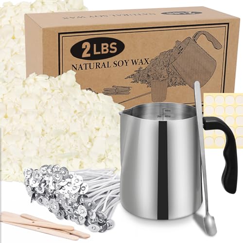 SAEUYVB Candle Making Kit - Natural Soy Wax DIY Candle Making for Adults, Including 2lbs Soy Wax Flakes, Pouring Pot, Perfect Kit for Beginners - Image 1