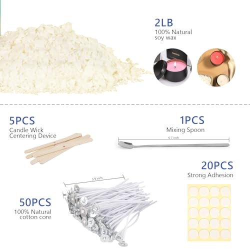 SAEUYVB Candle Making Kit - Natural Soy Wax DIY Candle Making for Adults, Including 2lbs Soy Wax Flakes, Pouring Pot, Perfect Kit for Beginners - Image 2