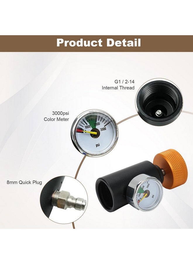 Pilipane Co2 Tank Refill Adapter Connector Kit Co2 Adapter For Soda Stream Water Maker With 3000Psi Pressure Gauge Soda Water Cylinder Co2 Refill Connector Adapter Accessories - Image 3