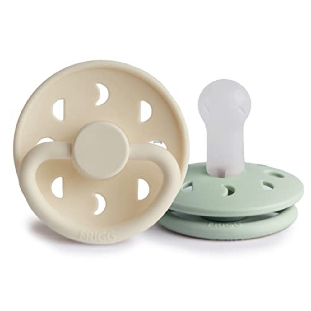 Moon Phase Silicone Baby Pacifier 6-18M 2-Pack Cream/Sage - Size 2