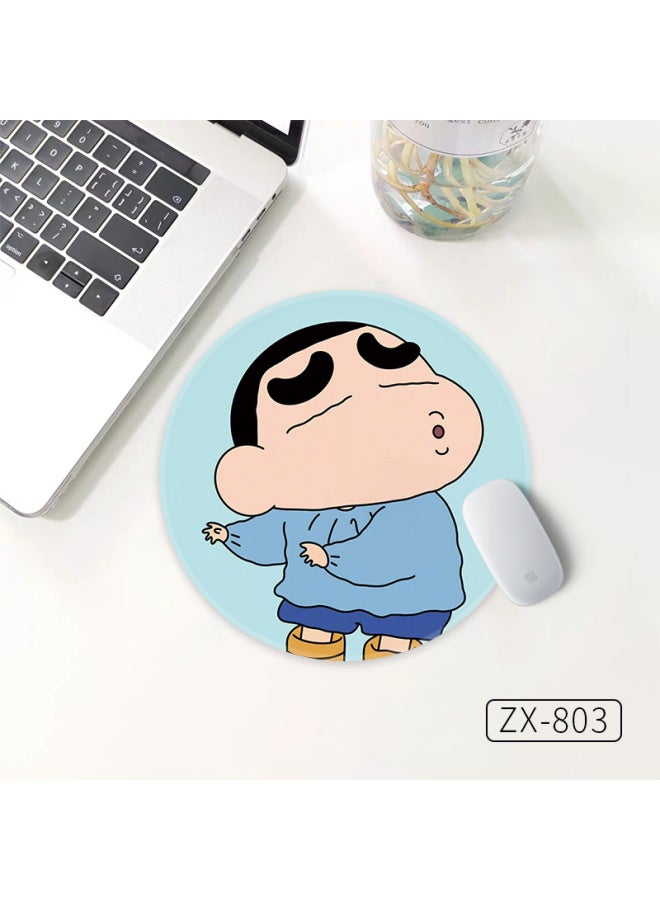 Cute Cartoon Crayon Small Round Mouse Pad High Sensitive Thickened Non-Slip Office Small Table Mat Girls Non-Slip-Color:20x 20cm 3mm Thick Diatom Mud Cushion-Pattern:ZX-803, Blue Jacket, Xiao Xin - Image 1