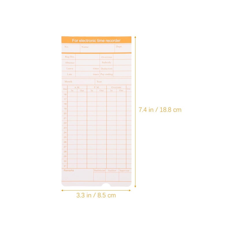 100 Sheets English Edition Time Cards Weekly Attendance Recording for Office - Image 3