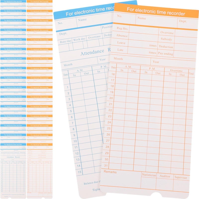 100 Sheets English Edition Time Cards Weekly Attendance Recording for Office - Image 2