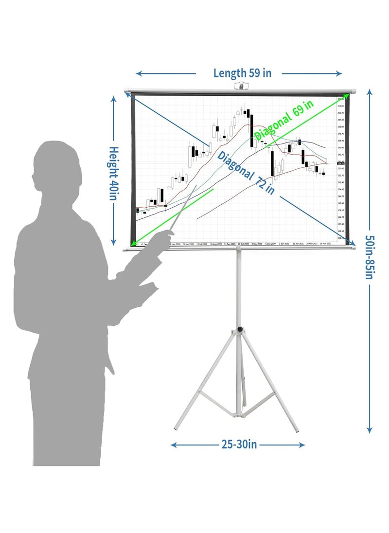 GreenLion - GreenLion Portable Projection Screen with Tripod Stand 72" - Image 1