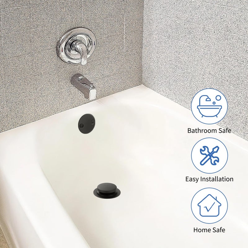TLOZX Matte Black Bathtub Drain Tip-Toe Tub Trim Set With Two-Hole Overflow Faceplate Bathroom Tub Drains Replacement Conversion Tub Drain Kit Assembly With Universal Fine & Coarse Thread - Image 5
