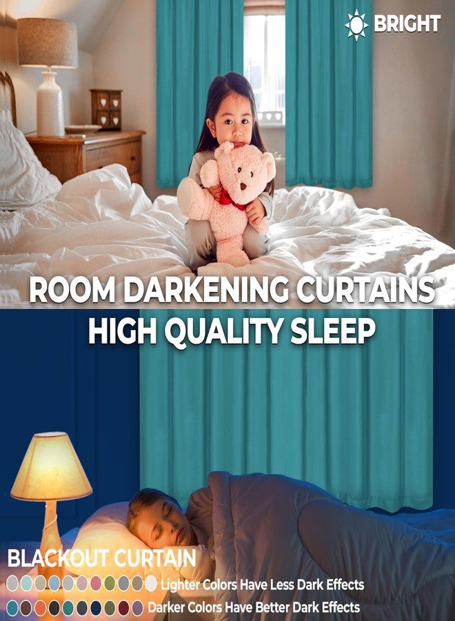 Superior Blackout Curtains, Room Darkening, Bedroom, Drapes, Kitchen, Living Room Window Accents, Sun Blocking, Thermal, 2 Pack, Rod Pocket, Solid Blackout Curtains, Set of 2, 26" x 63", Aqua - Image 3