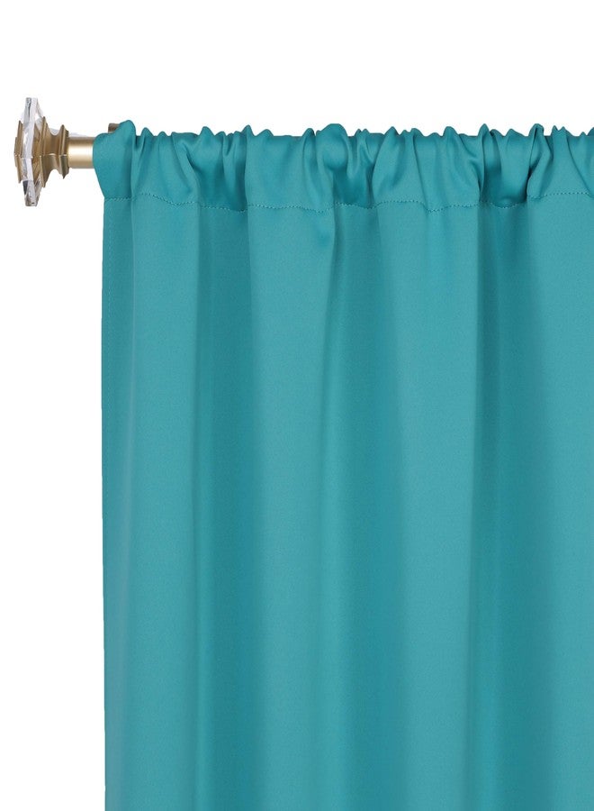 Superior Blackout Curtains, Room Darkening, Bedroom, Drapes, Kitchen, Living Room Window Accents, Sun Blocking, Thermal, 2 Pack, Rod Pocket, Solid Blackout Curtains, Set of 2, 26" x 63", Aqua - Image 1