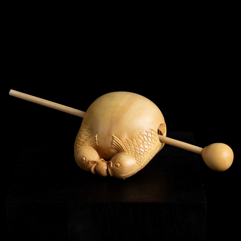 Carved Wooden Koi Lotus Whale Prosperity Decor Boxwood Pisces Wood Fish 6.5cm Send Hammer with Material 