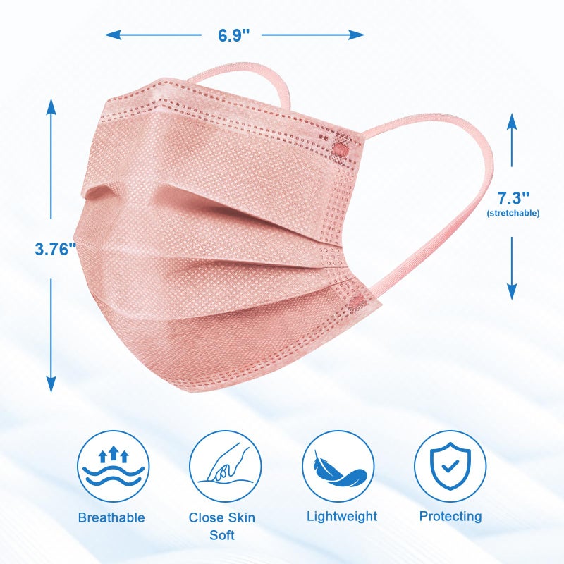 ZIYE 100 Pcs Non-medical Disposable Face Masks - Breathable Non-woven Maskial Mouth Cover 3 Layer with Nose Clip Elastic Earloop Multicolor - Image 3