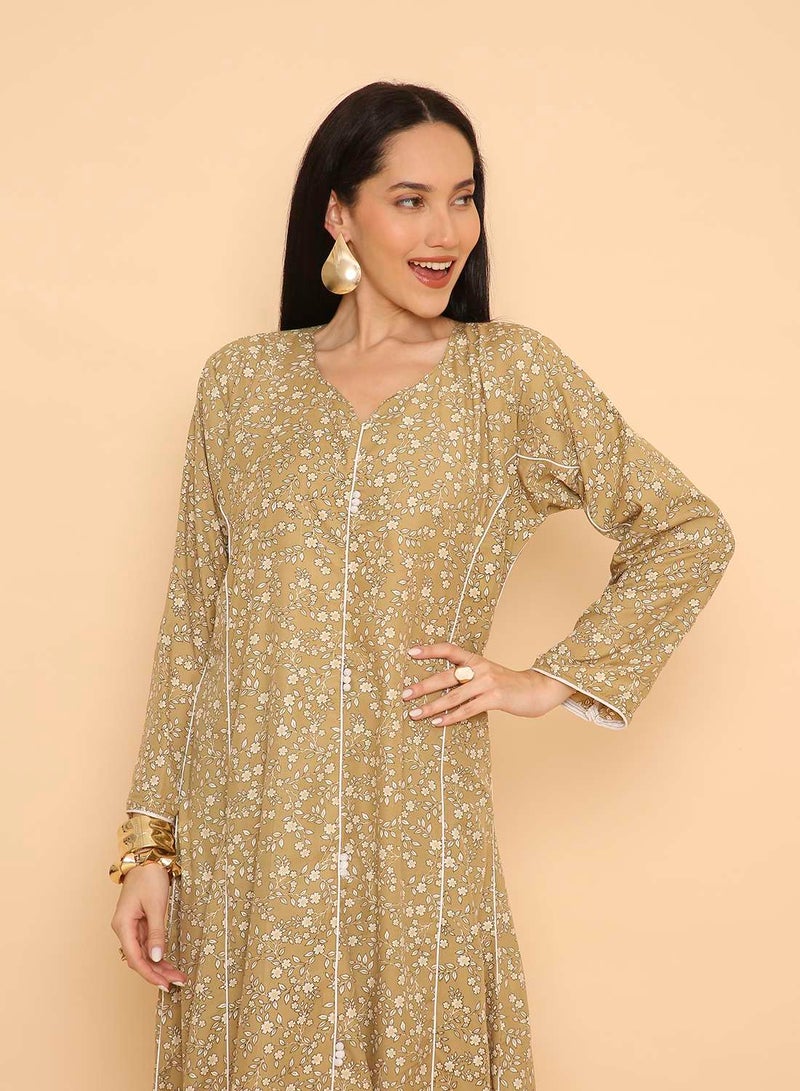 HANA & SARA Womens trendy printed long arabic jalabiya dress - Image 3