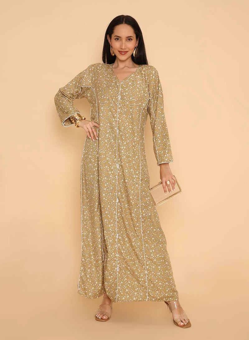 HANA & SARA Womens trendy printed long arabic jalabiya dress - Image 1