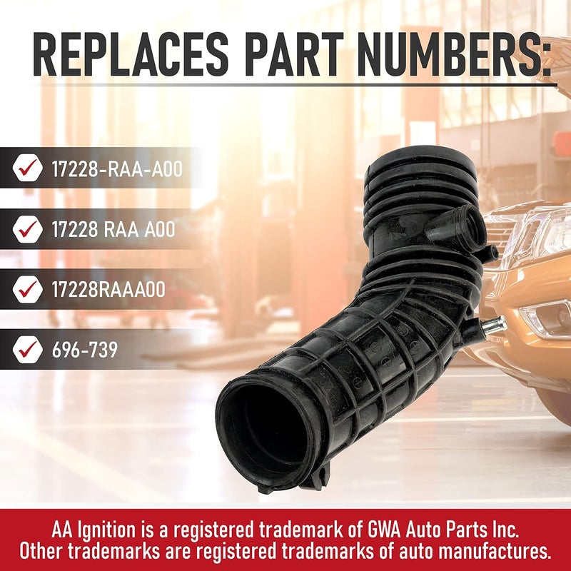 AA Ignition Air Intake Hose By - Air Box Filter Tube - Compatible with Honda Accord 2.4L 2003-2007 Vehicles - Replaces Part Numbers 696-739, 17228-RAA-A00 - Image 3