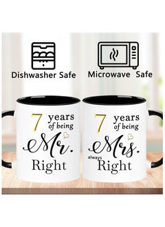 SHOP NEW ARRIVALS 7 Year Anniversary Coffee Mugs Set of 2, 7 Years of Being Mr Right/Mrs Always Right, 7th Wedding Anniversary Decorations Gifts Presents Cups for Couple Parents Grandparents  - Image 4