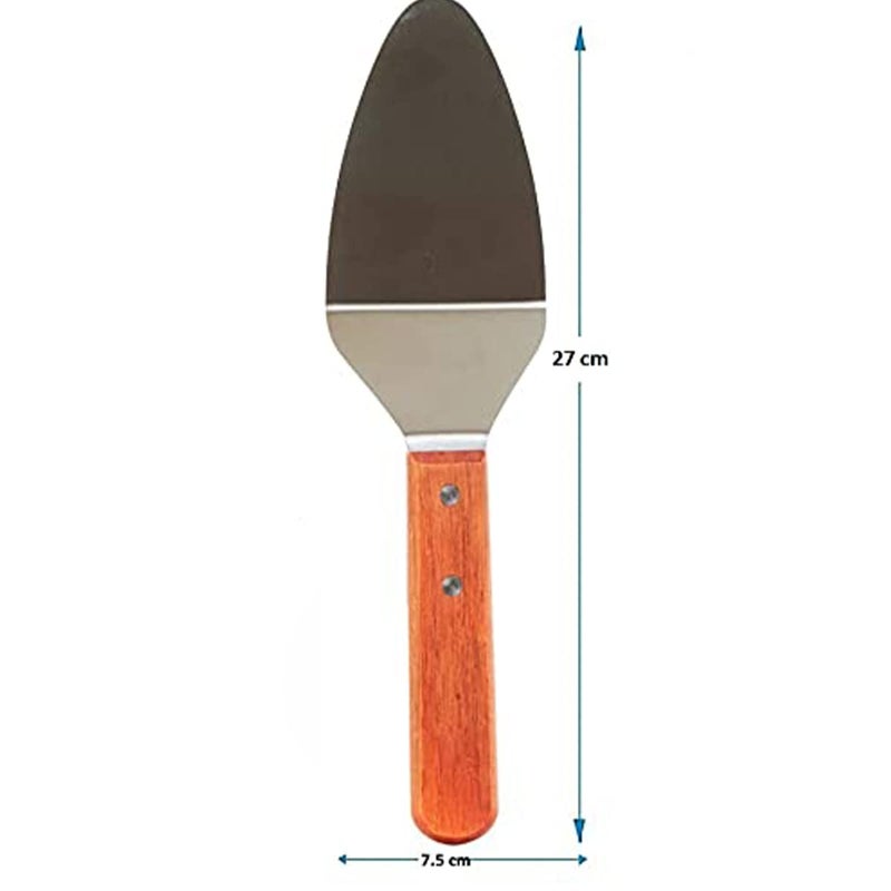 FS COOL Kitchen Wooden Handle Stainless Steel Triangle Design Cake Pie Pizza Shovel (Pack of 2) - Image 2