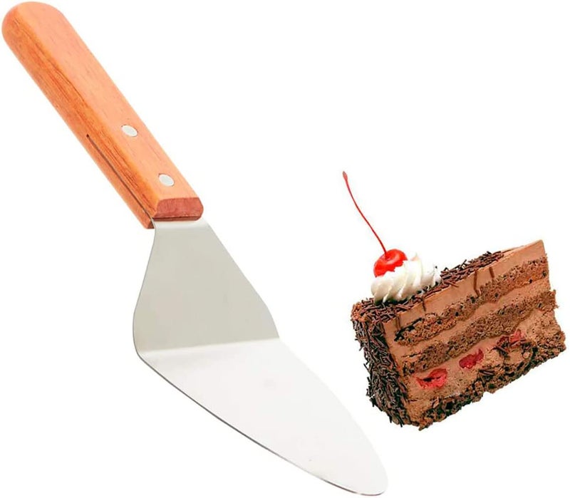 FS COOL Kitchen Wooden Handle Stainless Steel Triangle Design Cake Pie Pizza Shovel (Pack of 2) - Image 4