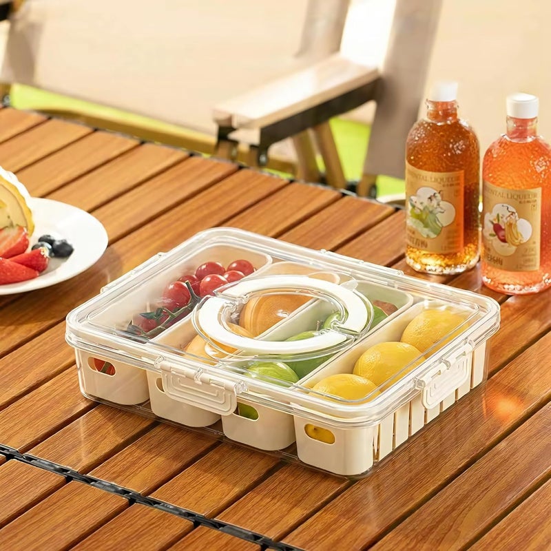 MineSign Divided Snackle Box with Lids Stackable Food Serving Tray for Fruit&Veggie Plastic Fridge Storage Container for Pantry Freezer Clear Snack Box for Meal Prep Candy Nuts Spice - Image 1