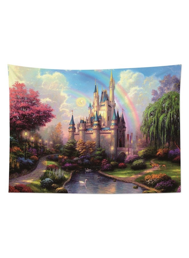 HVEST Castle Tapestry Trees And River In Fantasy Forest Wall Hanging Fairy Tale Tapestries For Kids Bedroom Living Room Dorm Party Wall Decor92.5Wx70.9H Inches - Image 2