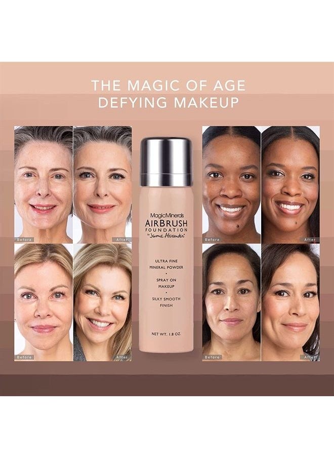 Jerome Alexander - MagicMinerals Deluxe AirBrush Foundation by Jerome Alexander – 5pc Spray Makeup Set with Anti-aging Ingredients for Smooth Radiant Skin (Bright Medium) - Image 1