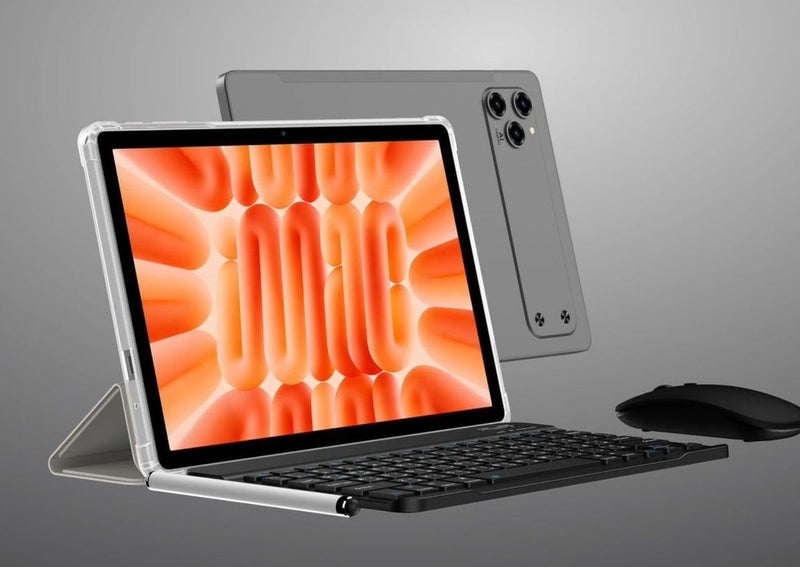 M-HORSE Pad_17ProMax 10.95-Inch HD+ Tablet, 12GB RAM, 256GB Storage, 8000mAh Battery, 32MP Rear Camera, 16MP Front Camera, Wi-Fi 2.4GHz/5GHz, Includes Bluetooth Keyboard, Mouse & Stylus – Orange - Image 1