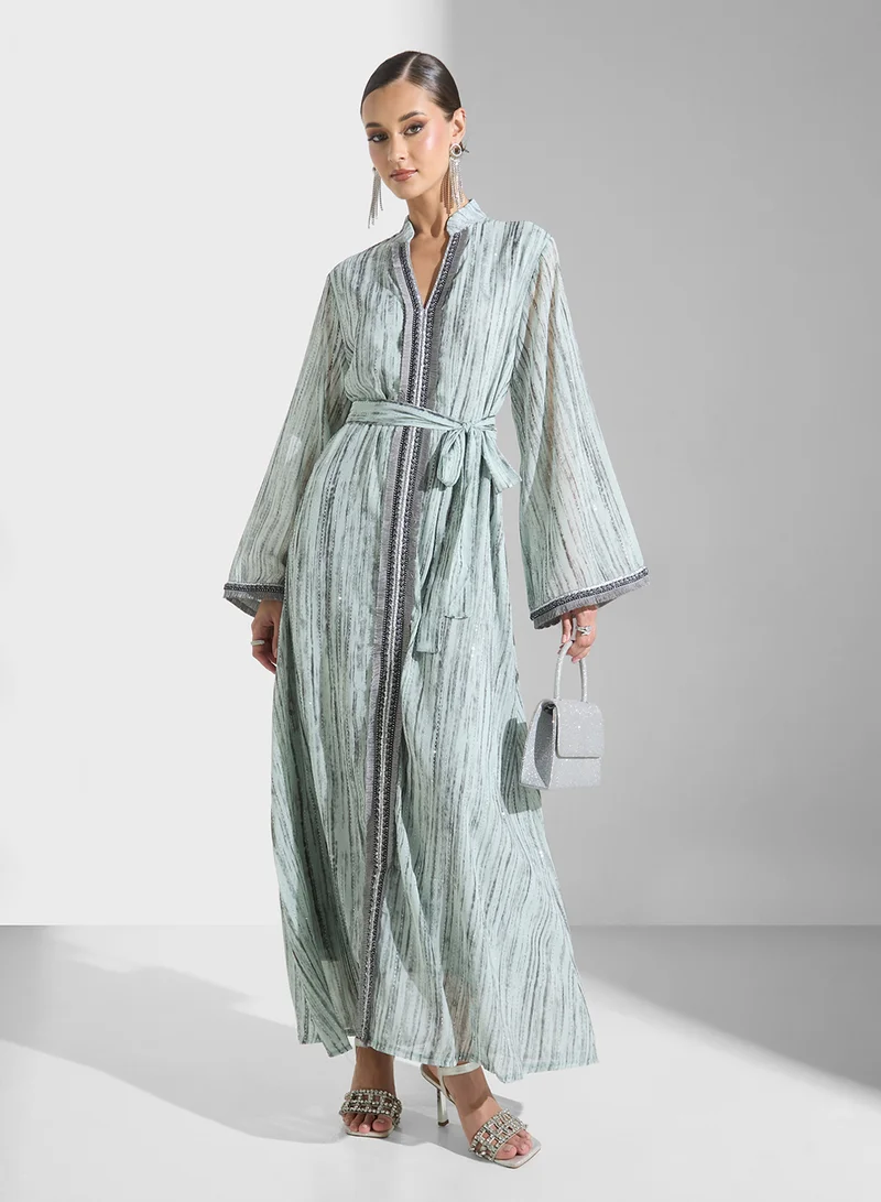 Khizana Abaya With Shimmer Hem