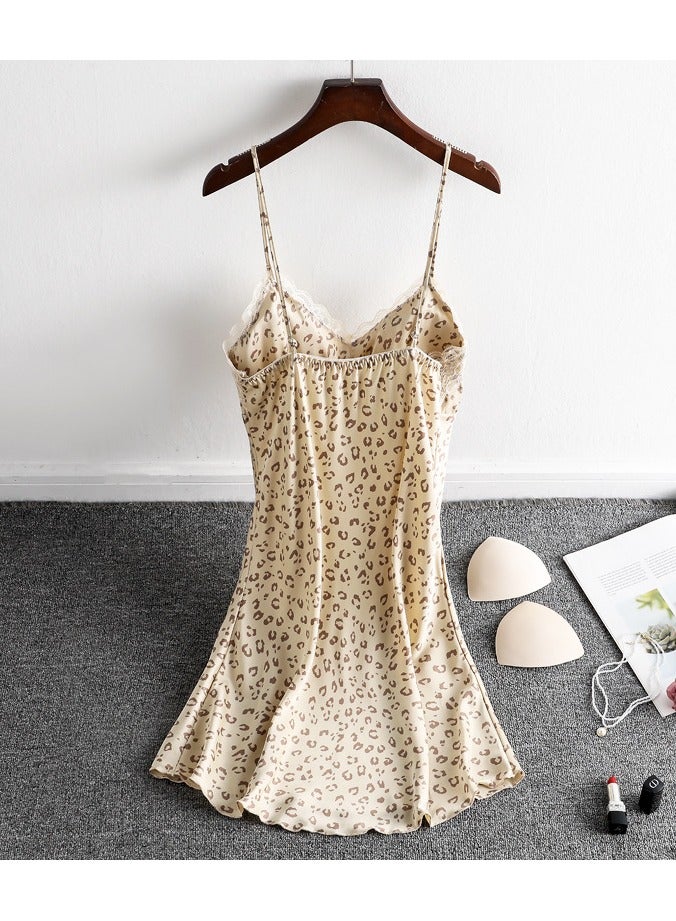 Joychic Leopard Print Padded Breathable Pajama Dress Sleepwear  - Image 3
