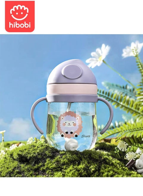 300ml summer children's cute cartoon plastic straw anti drop portable kettle, suitable for boys, girls and elementary school students.